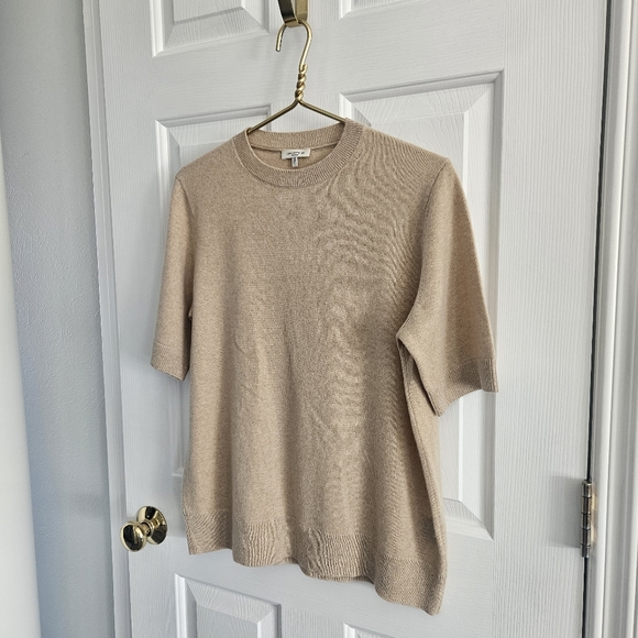 NWOT Lafayette 148 New York Cashmere Crew Neck Short Sleeve Sweater - Picture 2 of 8